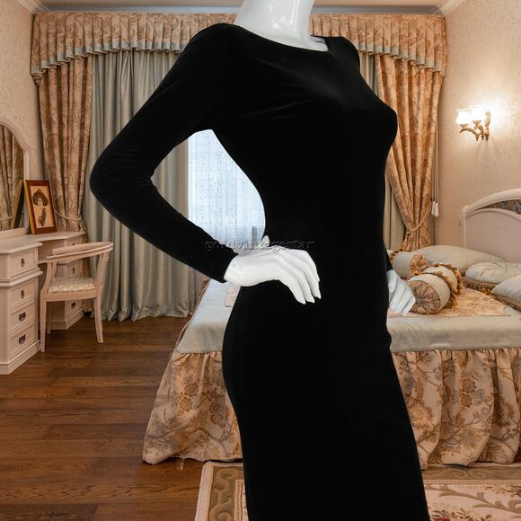 Cache Black Velvet Bodycon Evening Dress S - Picture 10 of 11